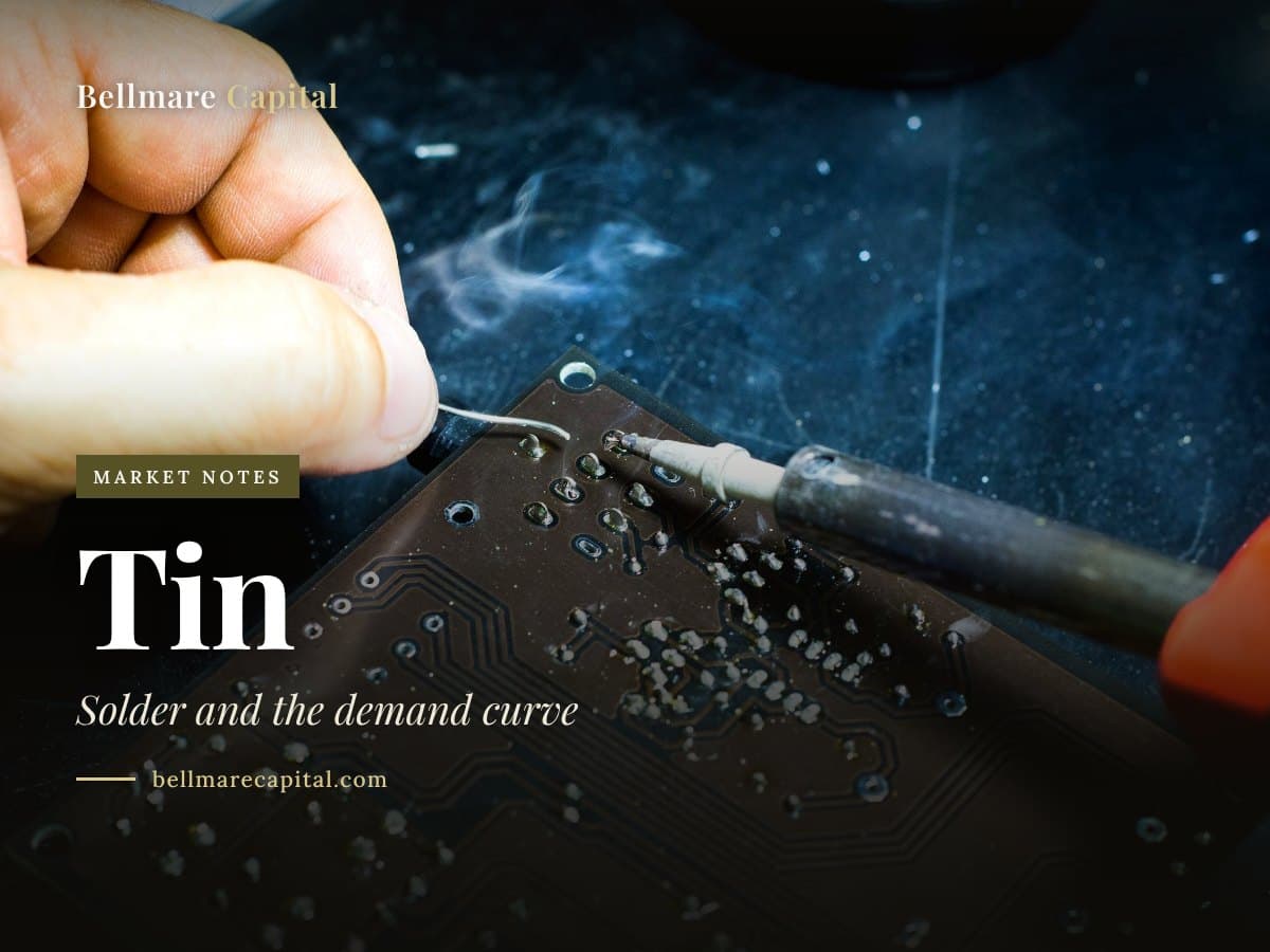Hands soldering a circuit board, under the headline Tin